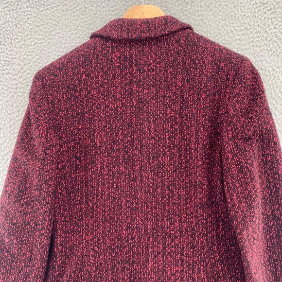 LOFT Blazer Womens 6 Red Black Wool Blend Button Up Pockets Office Career Work - Picture 4 of 10